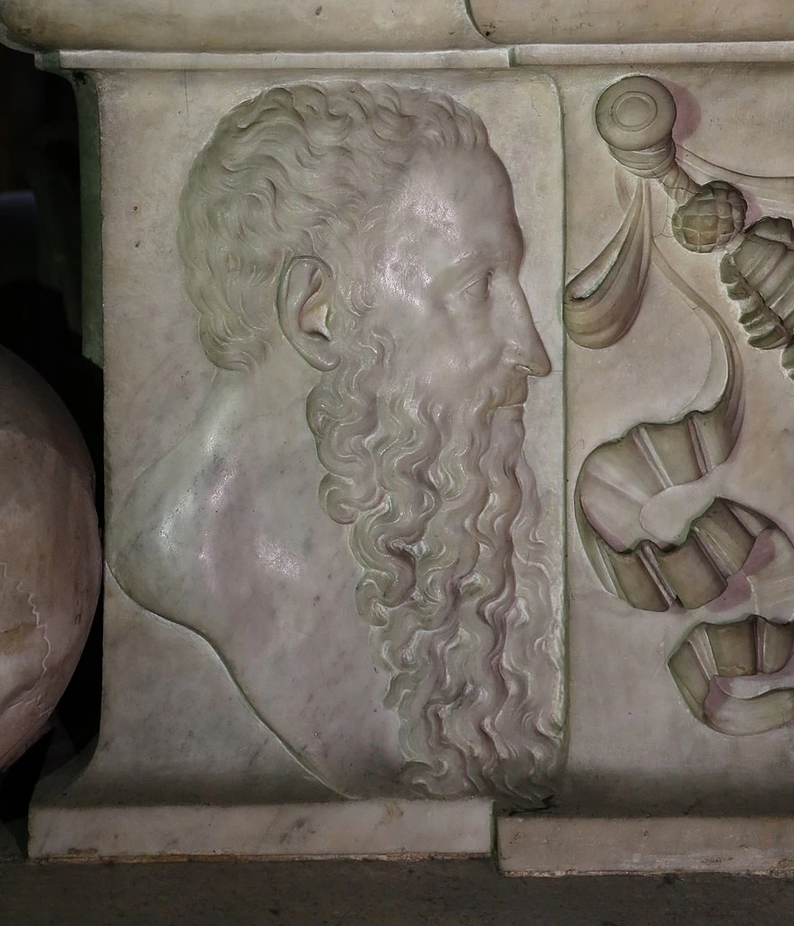 Baccio e Clemente Bandinelli, pietà con Nicodemo, per la tomba di Baccio e della moglie Jacopa Doni - dettaglio con ritratto di Baccio